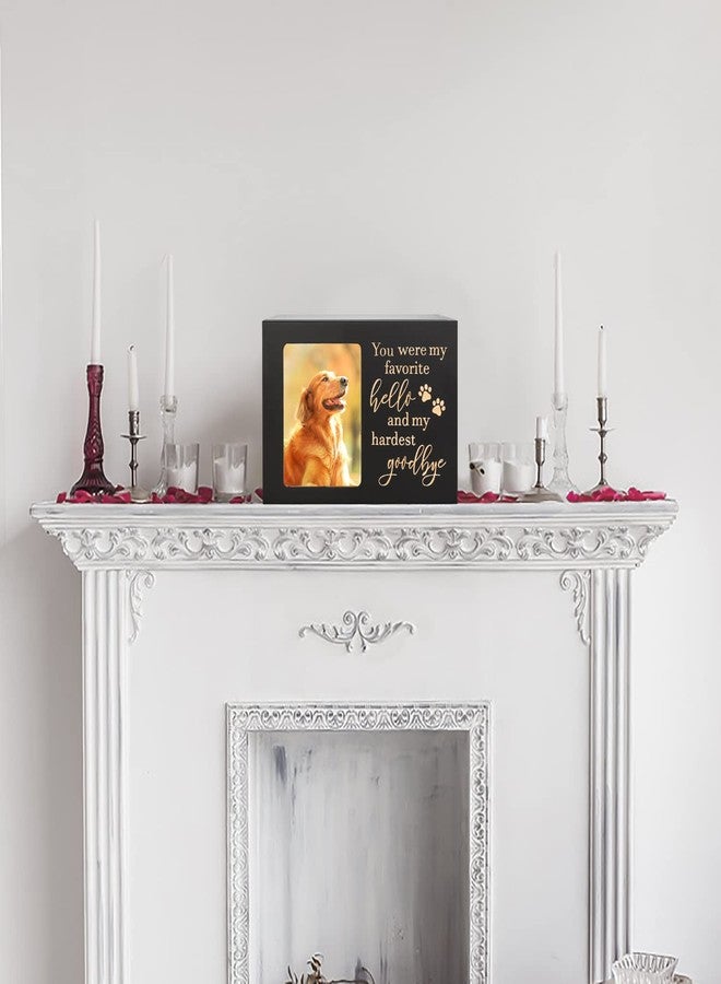 DGDCDV Pet Memorial Urns for Dog or Cat Ashes, Large Wooden Funeral Cremation Urns with Photo Frame, Keepsake Memory Box with Black Flannel Lining - Image 5